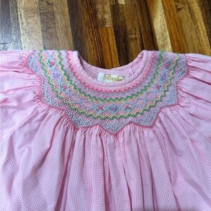 Rosalina Pink Smocked Gingham Girls' Dress